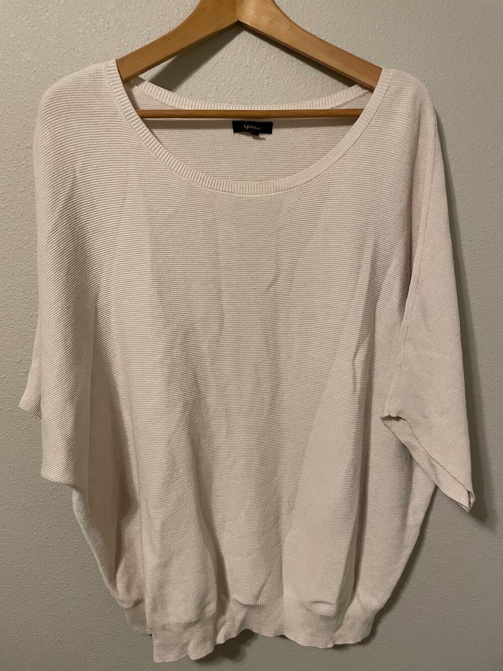 Quince Lightweight Cotton Cashmere Link Stitch Dolman Sweater Soft Stretch FLAW